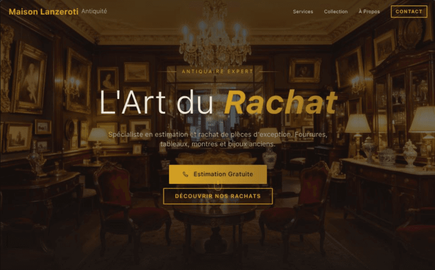 Capture d'écran de Lanzeroti Antiquaire